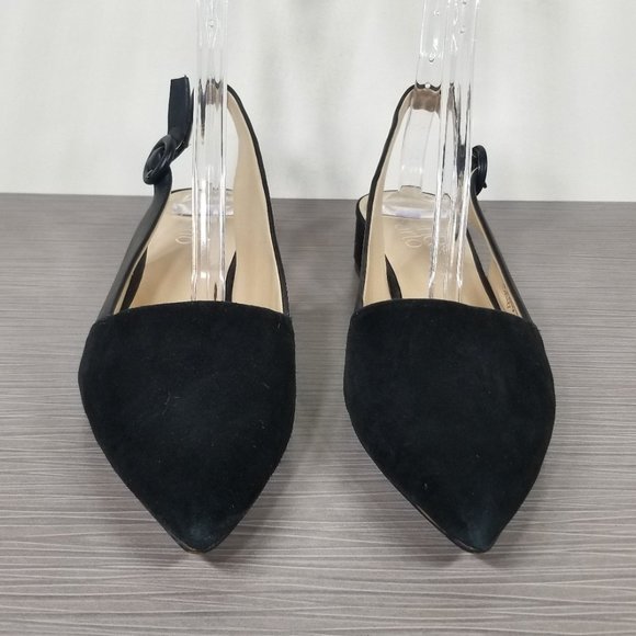 Franco Sarto Vellez Slingback kitten heel Pumps, Black Suede, Womens Size 7.5 - Picture 2 of 11